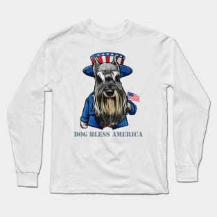 Miniature Schnauzer Dog Bless America Long Sleeve T-Shirt